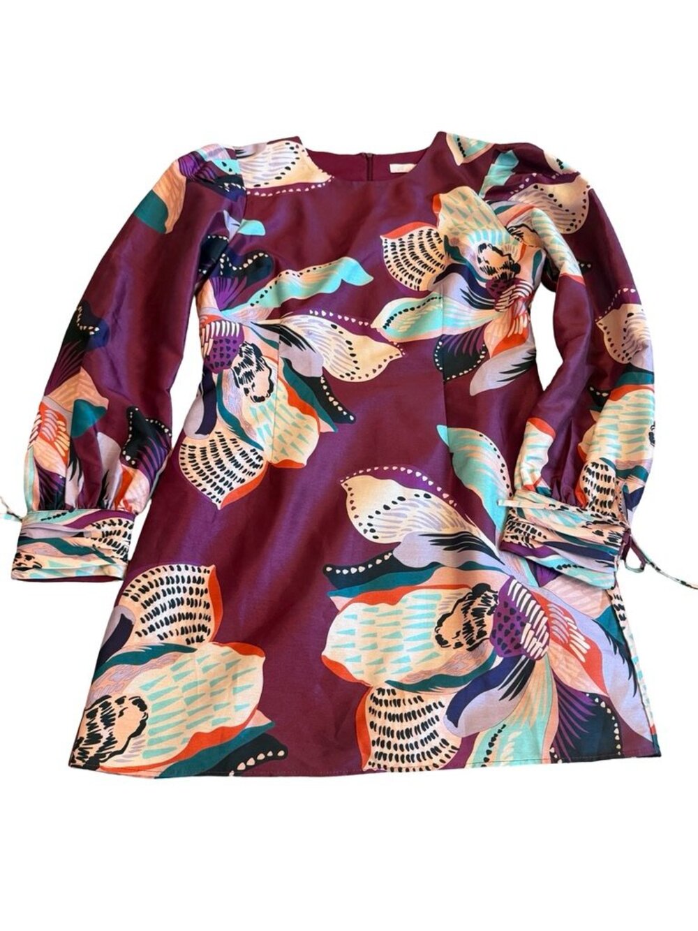 Hutch Bold Floral Print Mini Dress Long Sleeve Party Guest Fun Large Women's